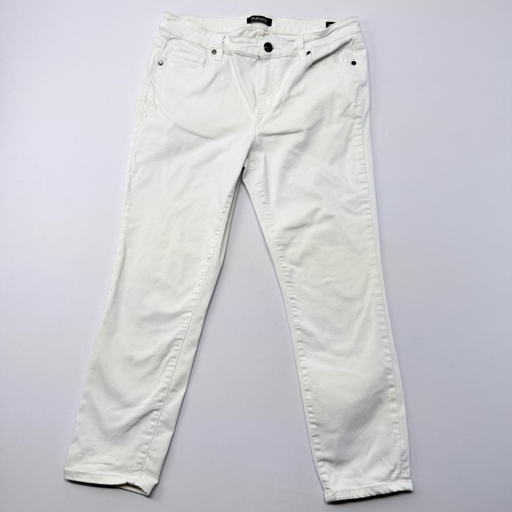 Buffalo David Bitton Aubrey White Mid Rise Capri Jeans Size 12/32 Super Soft